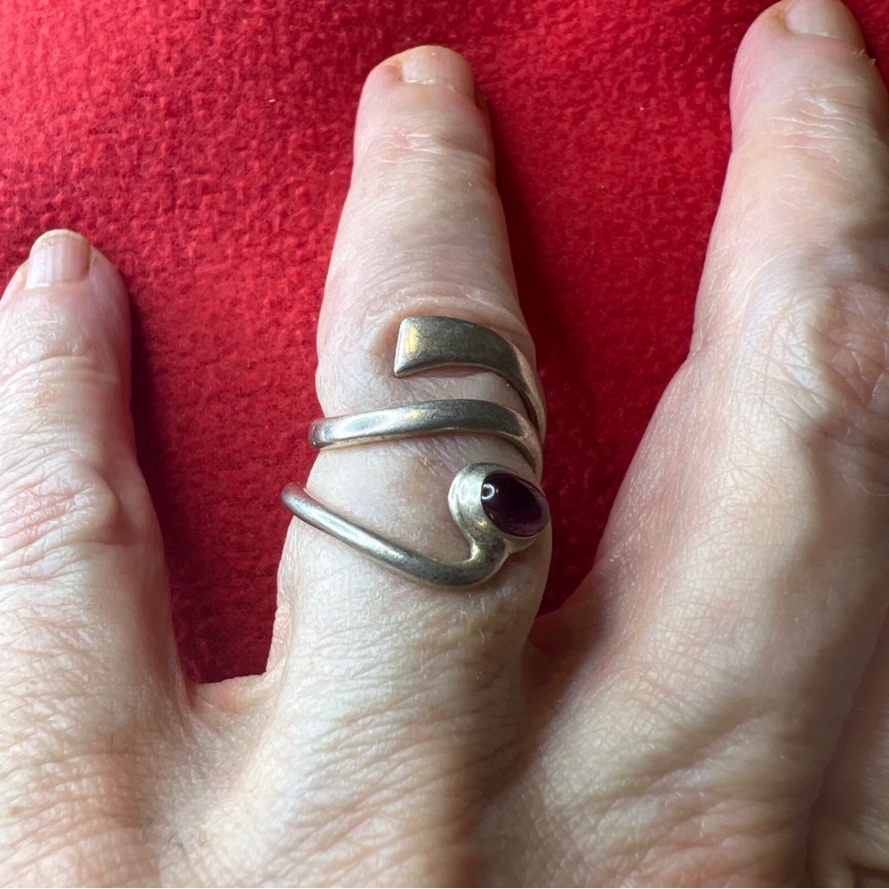 Vintage sterling silver DLD modernist freeform amethyst ring size 6 - Picture 3 of 10